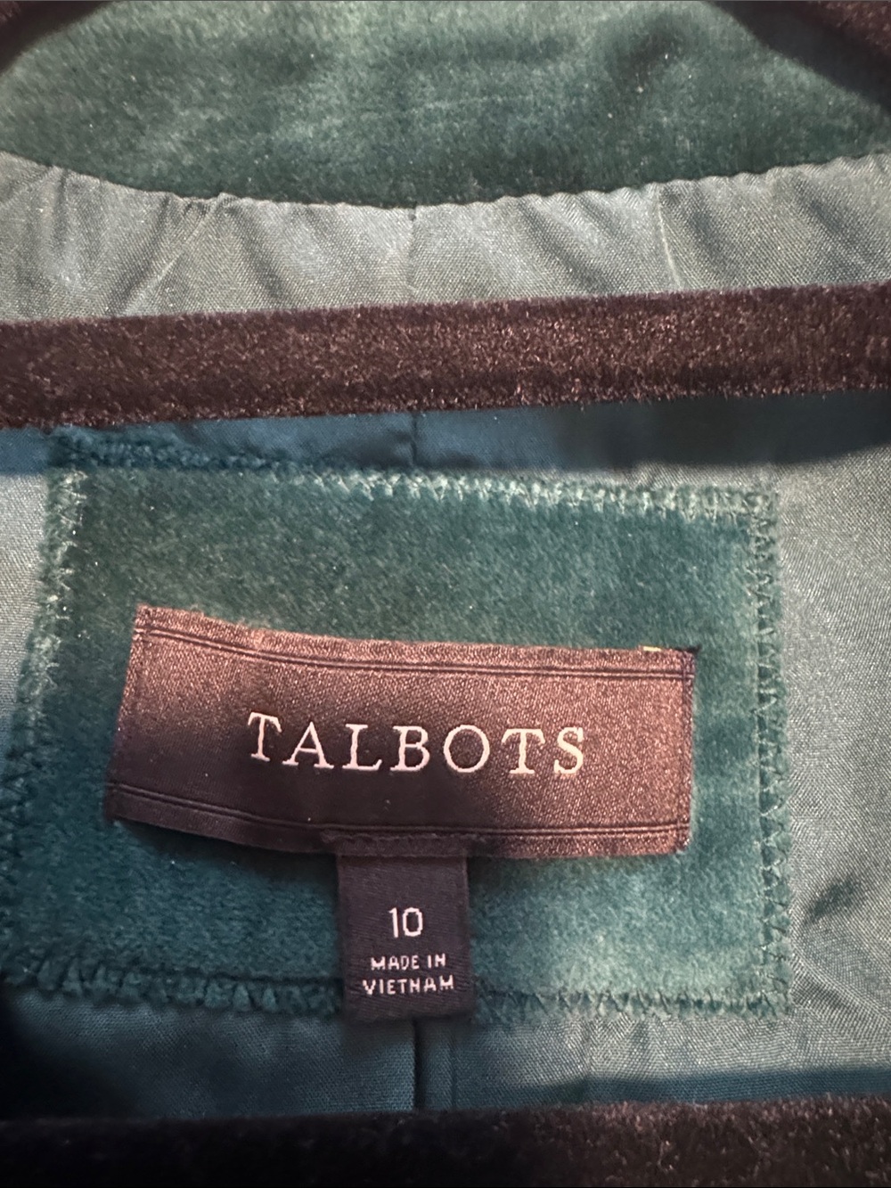 Talbots Deep Dark Green Velvet Blazer - Picture 4 of 5